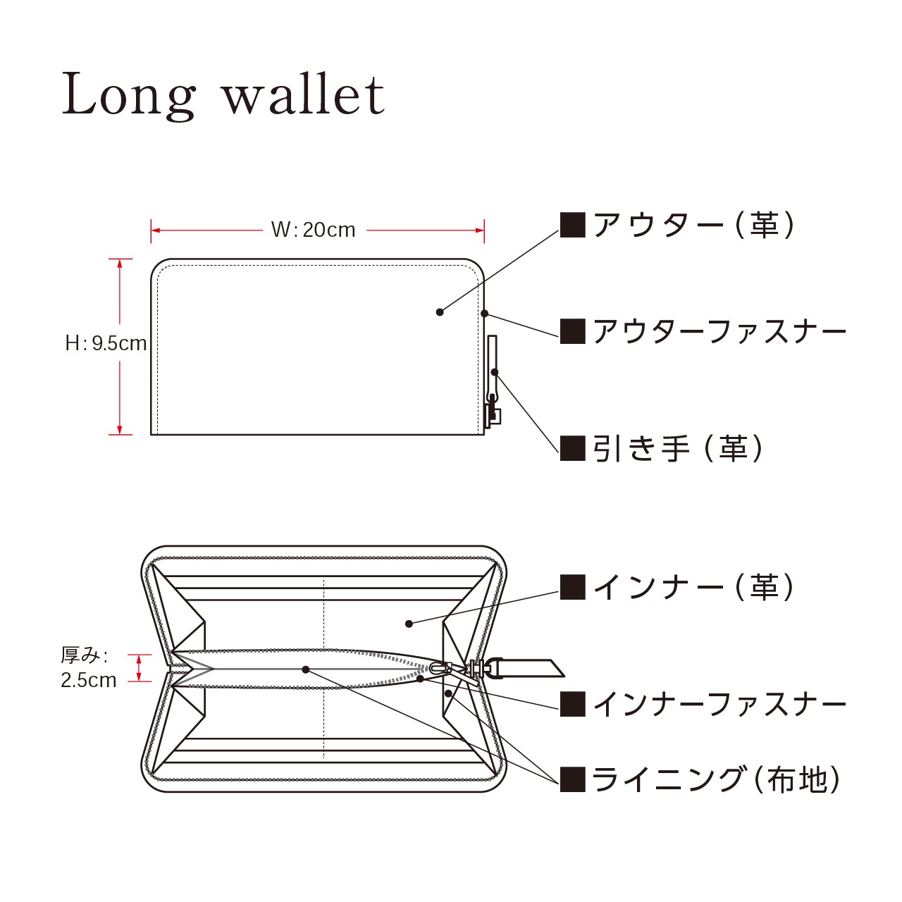 Long wallet ペールピンク×ダークブラウン・画像7