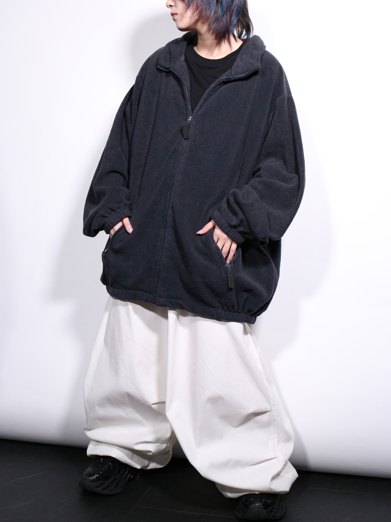 "KING SIZE" black fleece over silhouette jacket - 3