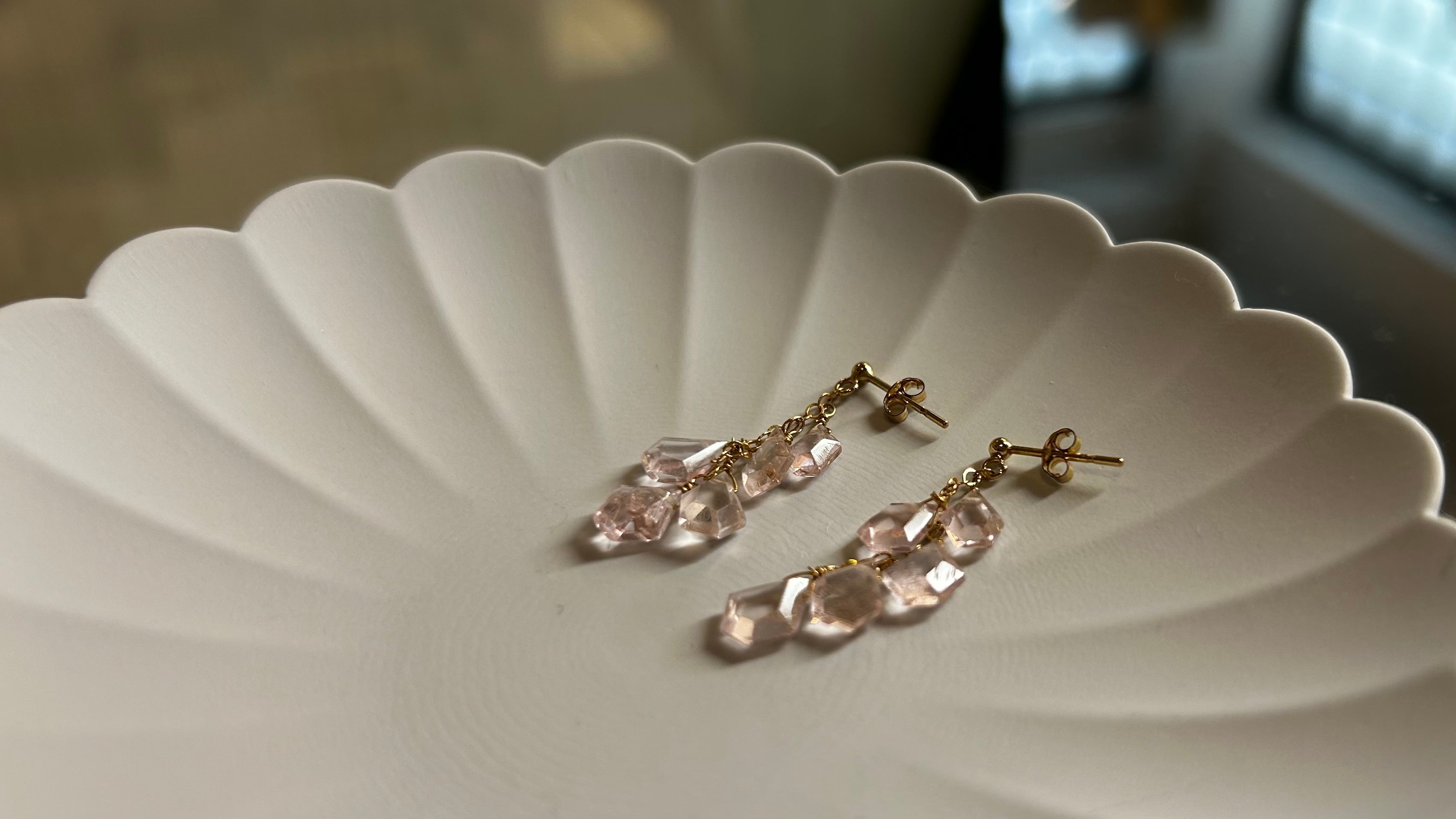 ♢春カラー♢サファイア モルガナイト 14kgfピアス/イヤリング ♢春カラー♢サファイア モルガナイト 14kgfピアス/イヤリング