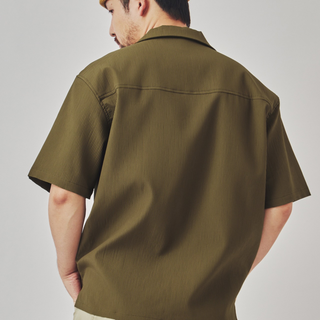 ピンタック レトロ オープン カラー シャツ  A1906 - 3