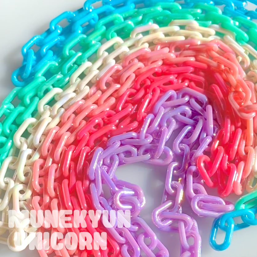 D508【約50cm】 オーロラ プラスチック カラー チェーン | デコパーツ