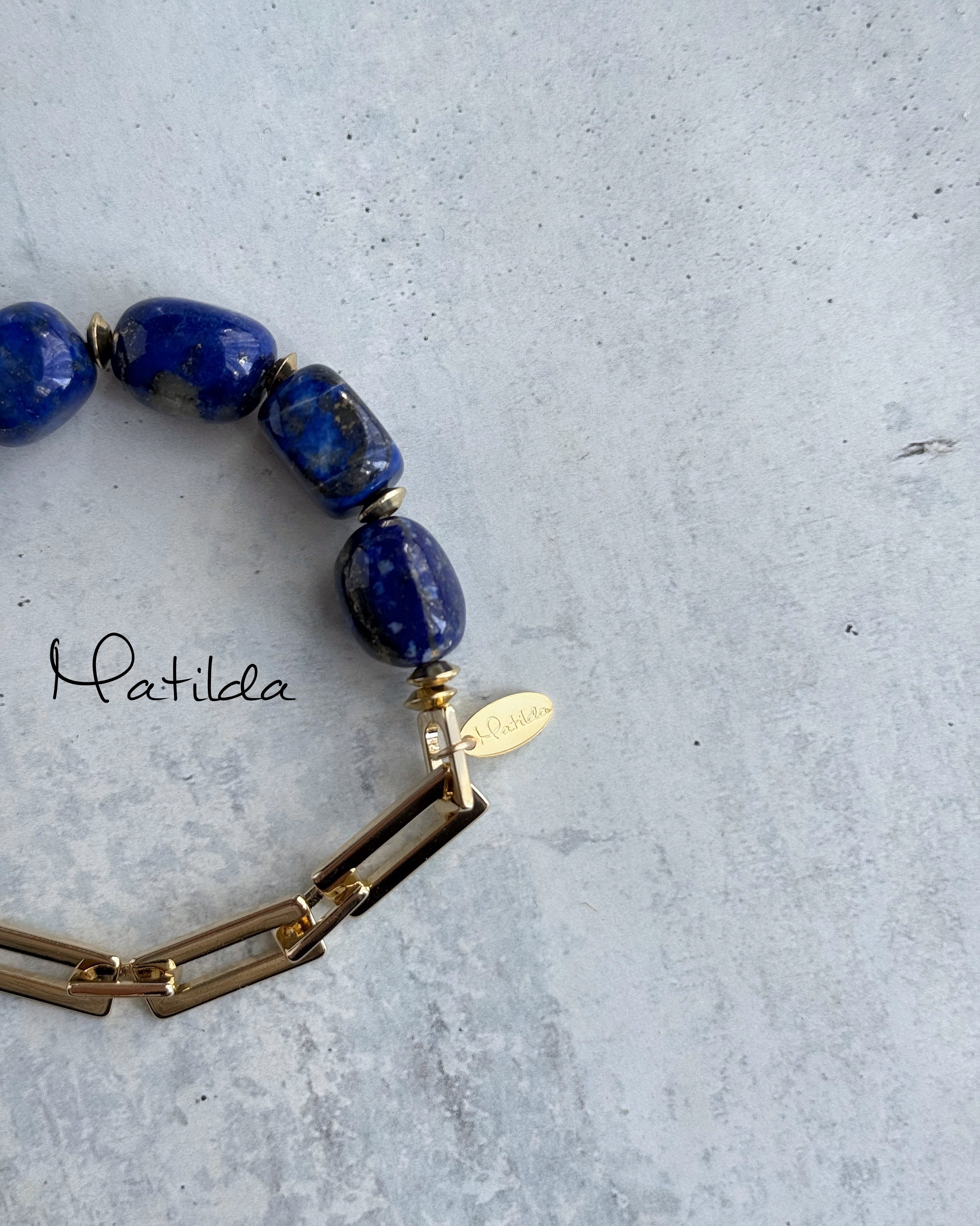 Chain & stone bracelet(ラピスラズリ)