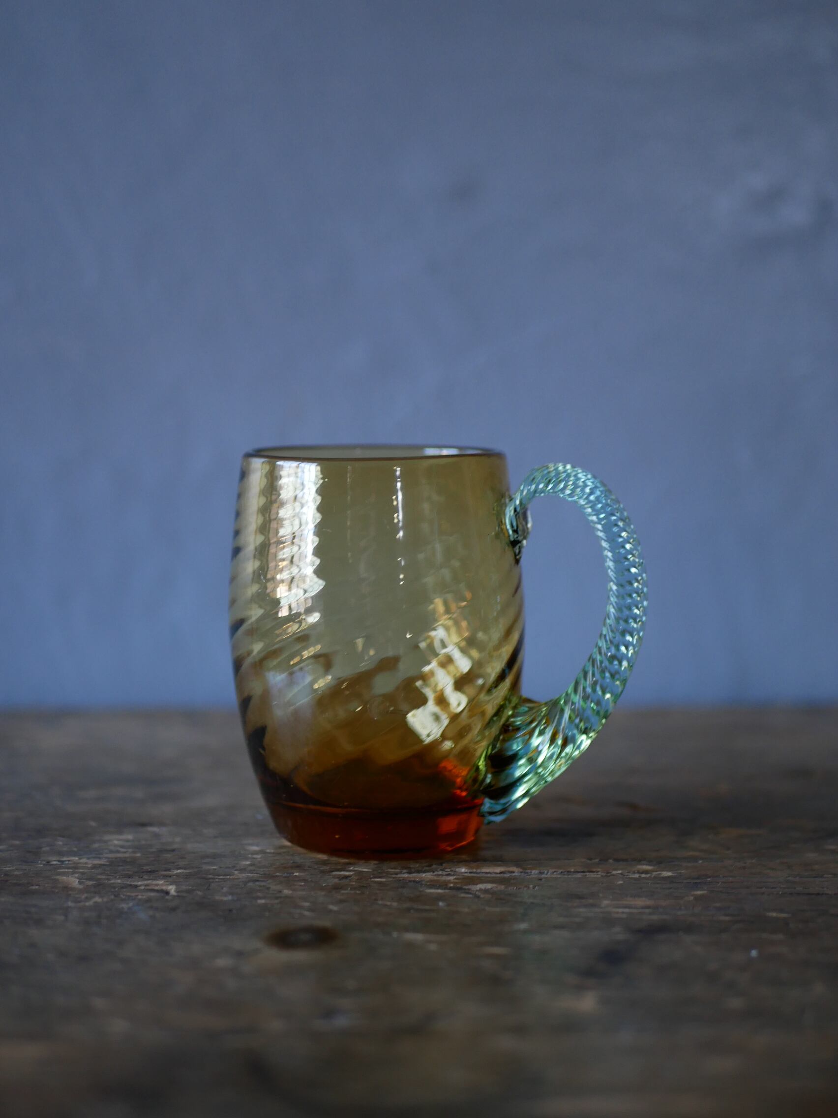 スカイブルー×アンバー グラス フランスアンティーク