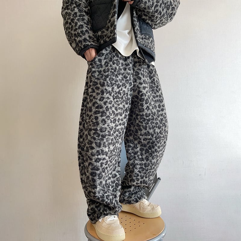 dannyandzeeレオパード柄厚手ワイドパンツ | mblueshop