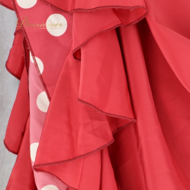 フラメンコ衣装 ワンピース ブルーパープル 花柄 裏ペチコート