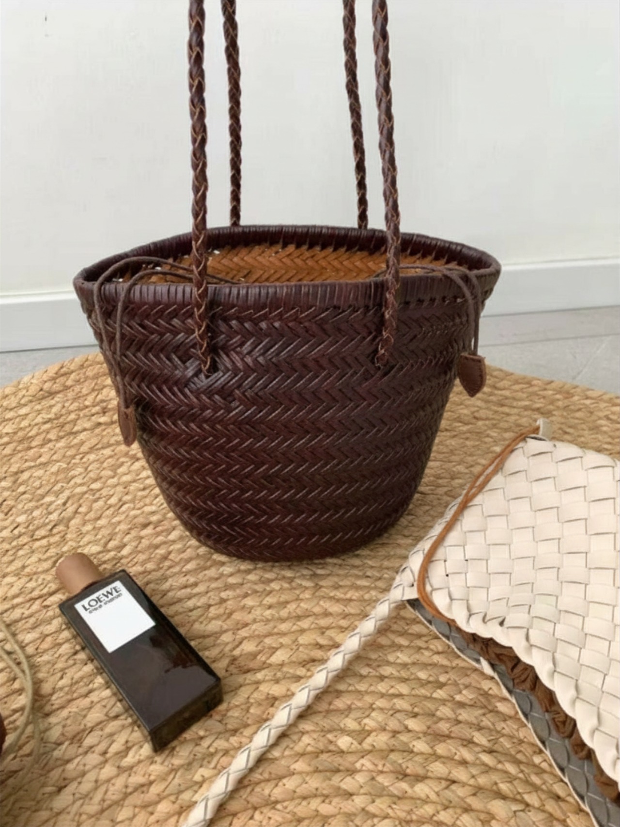 Panier Tressé Woven Leather Tote F0725