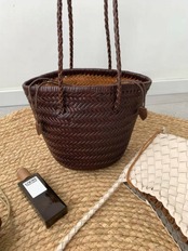 Panier Tressé Woven Leather Tote F0725