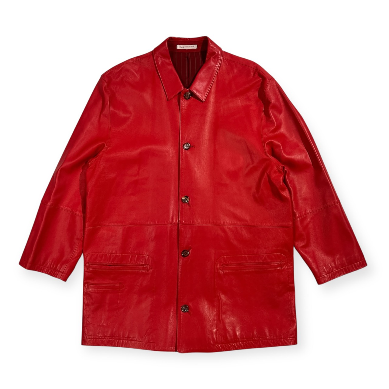 PAPAS パパス 羊革 シープスキン レザー ジャケット サイズ 50 L /レッド/本革/メンズ