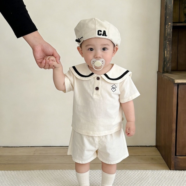 【BABY】夏新作　セーラー風セットアップORロンパース