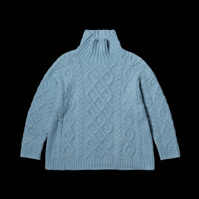 Cable turtle knit/light blue