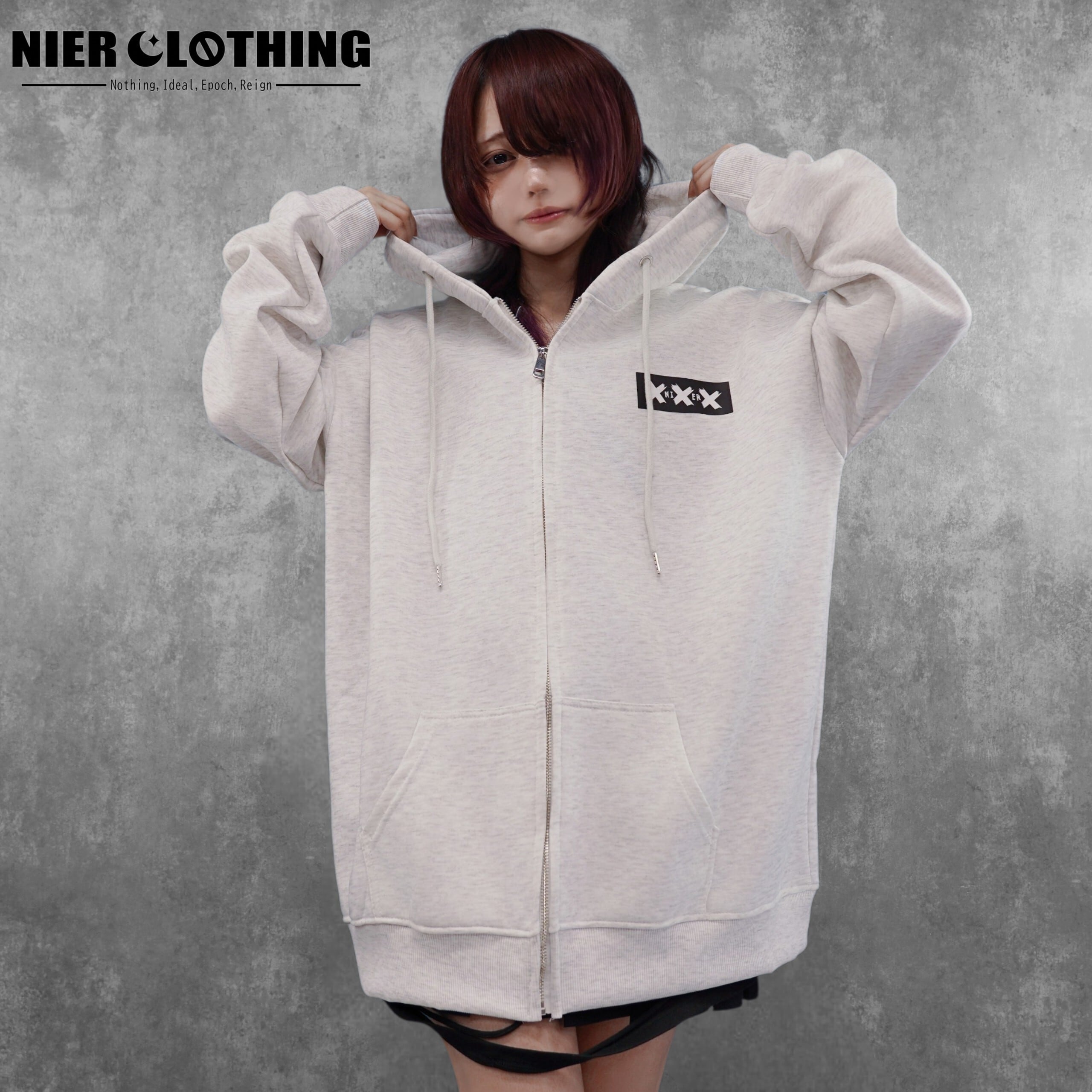 GRAY BIG ZIP PARKA【DEVIL×ANGEL】 | NIER CLOTHING