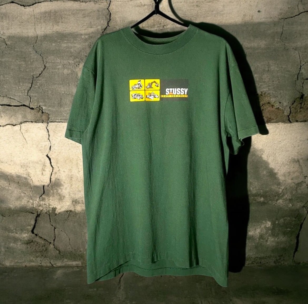 90s USA】OLD STUSSY Tee CAT パロディ グリーン L オールドス