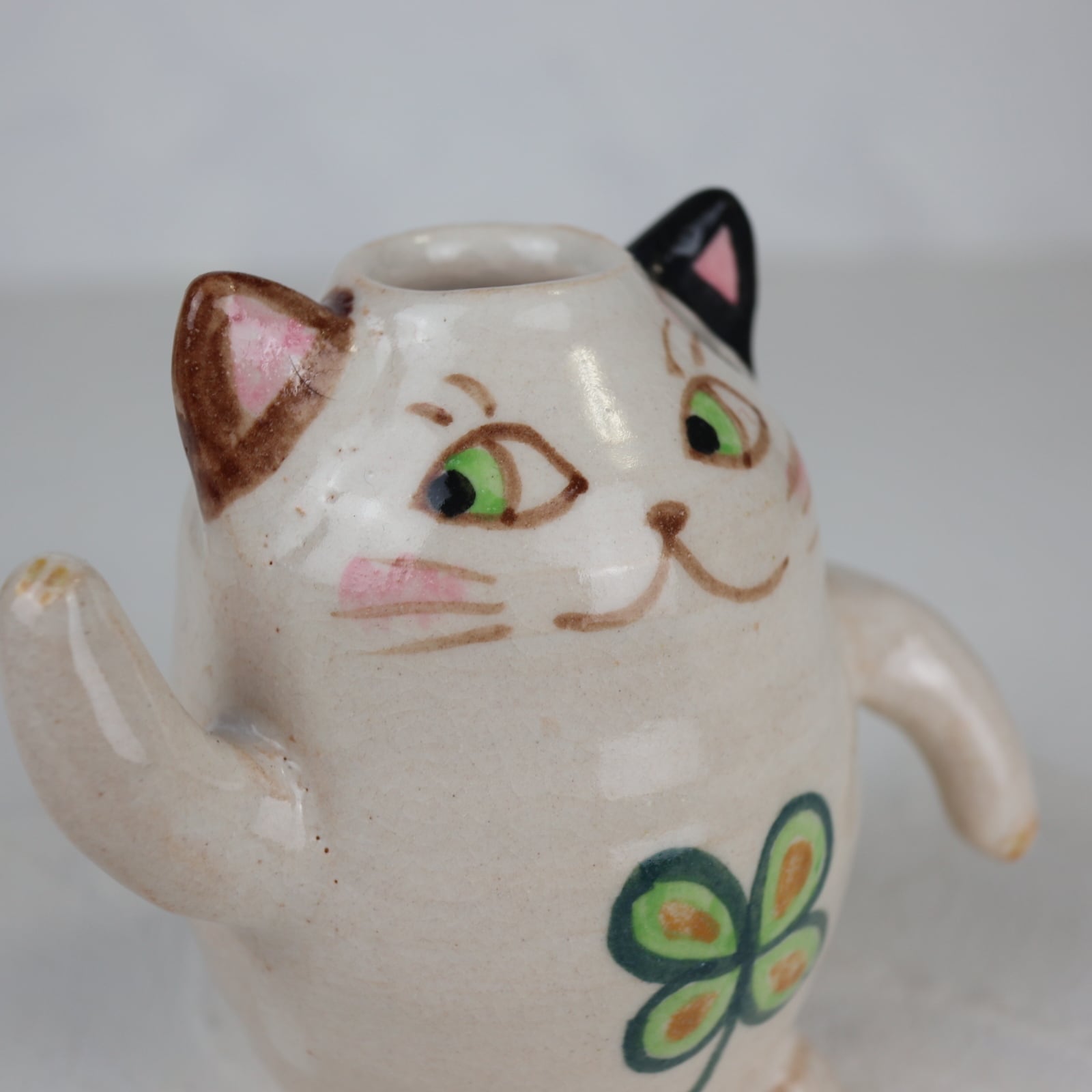 止原理美 ミニ猫花入れハニワ | 萩焼 風来房