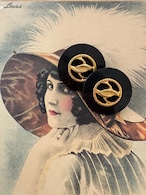 Japanese Vintage ヴィンテージボタン プラスチック22mm ブラック×ゴールド アクセサリーパーツ コレクション
