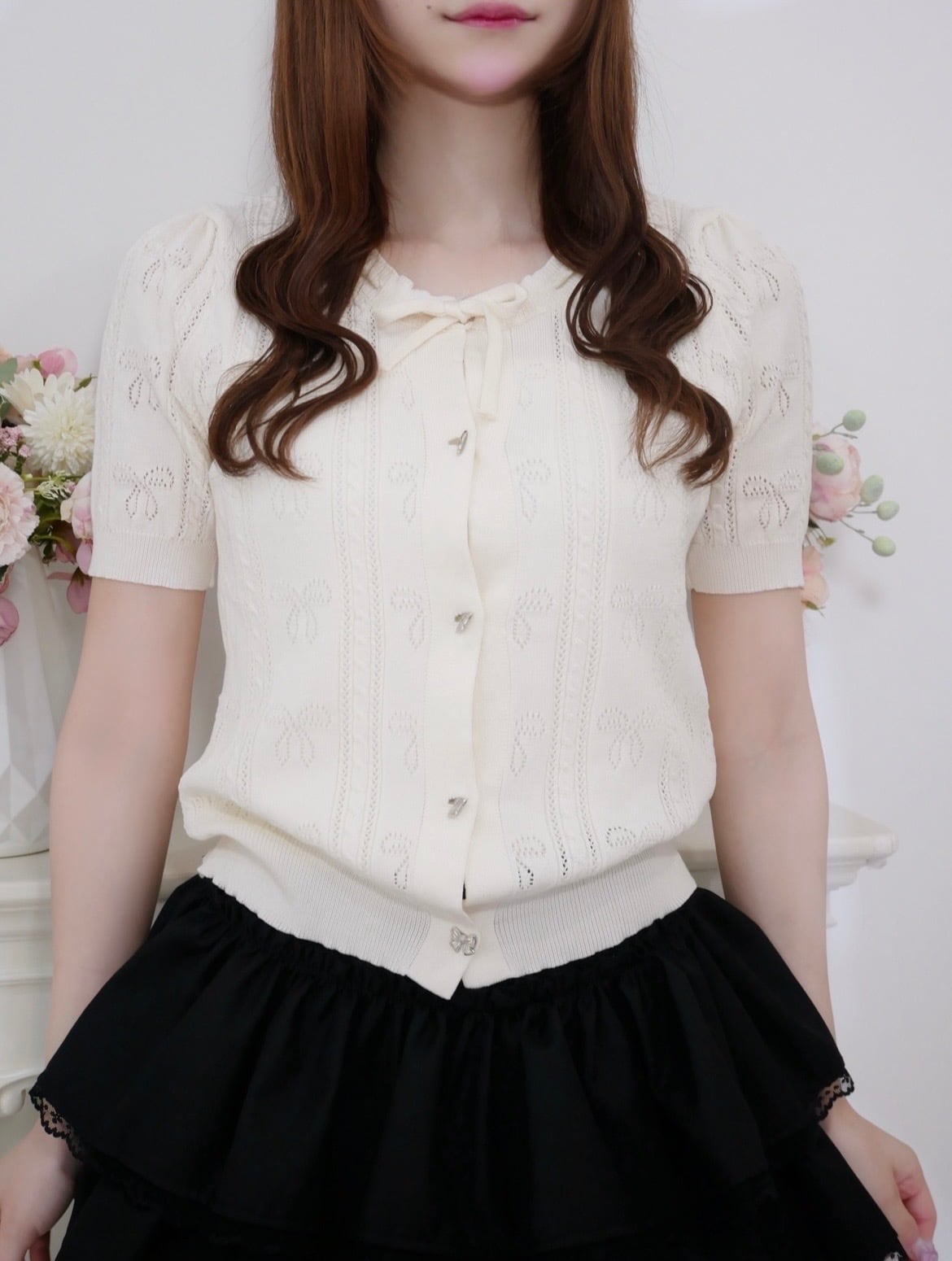 【LAST2】sweet ribbon knit cardigan