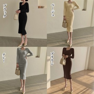 タイト ニット ワンピース レディース 秋冬 きれいめ 大人 かわいい おしゃれ リブニット 結婚式 パーティー フォーマル バックスリット 大人可愛い 大人女子