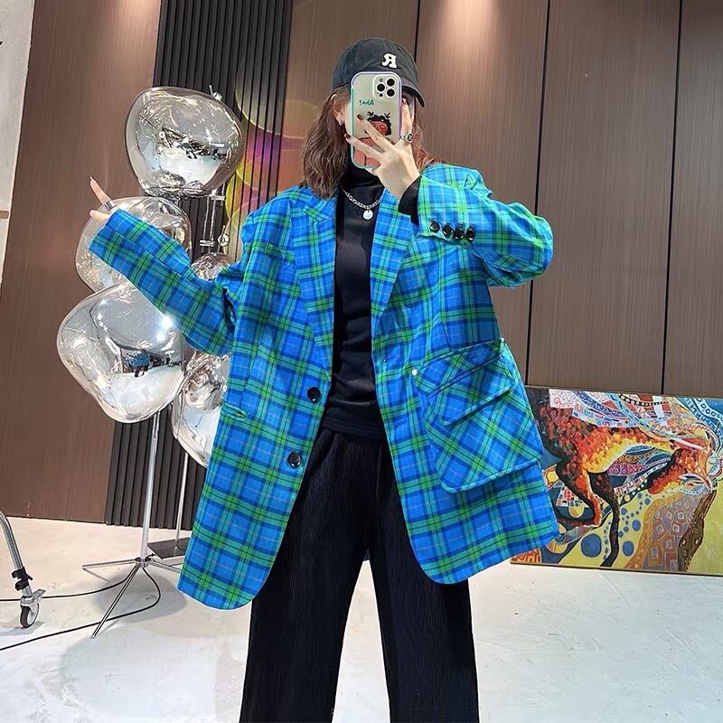 ジャケット オレンジ 水色 青 チェック ポケット コート カーキ