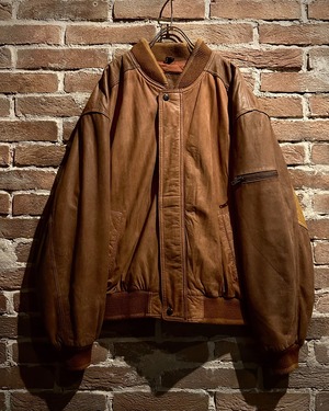 【Caka act3】80’s Pocket Gimmick Vintage Loose Leather Bomber Jacket