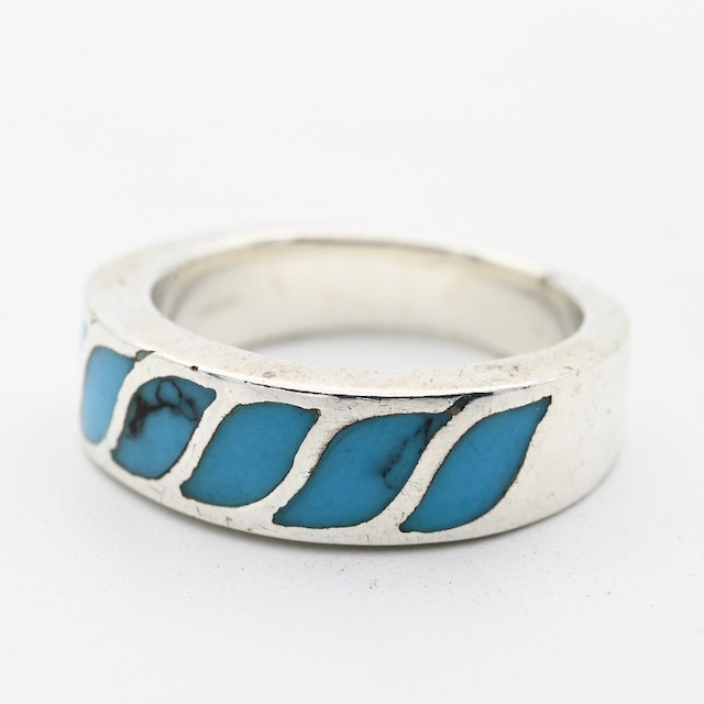 Inlaid Turquoise Wide Tapered Ring #10.0 / USA