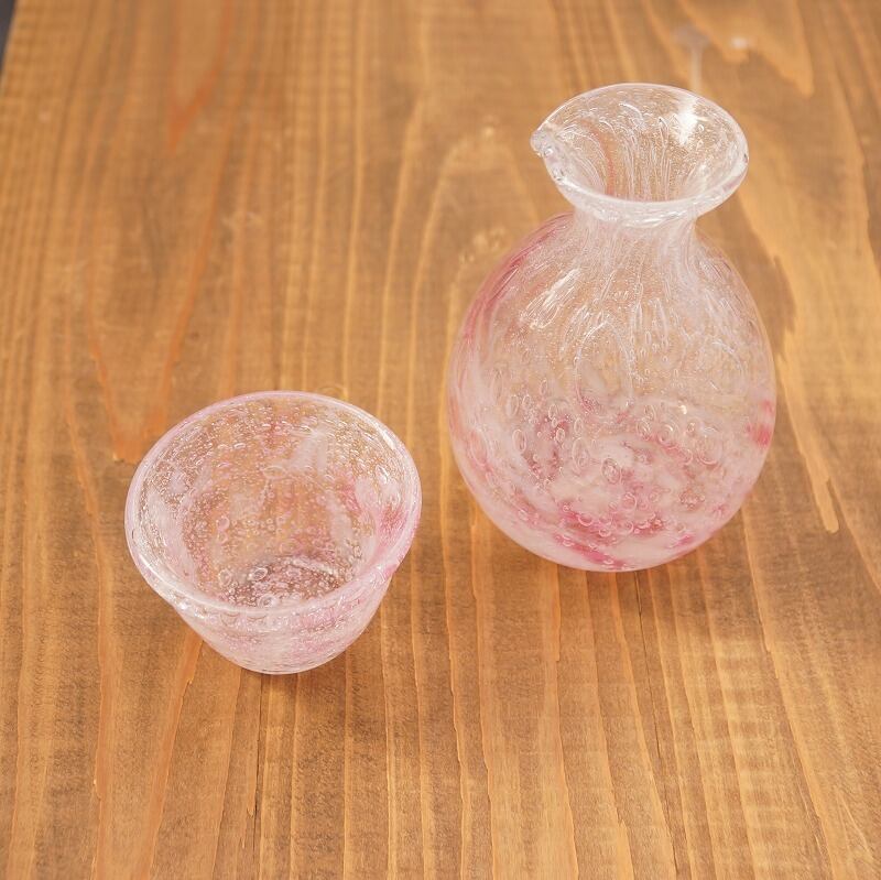 晩酌が楽しくなる酒器セット さくら【琉球ガラス工房 雫】 | 沖縄の