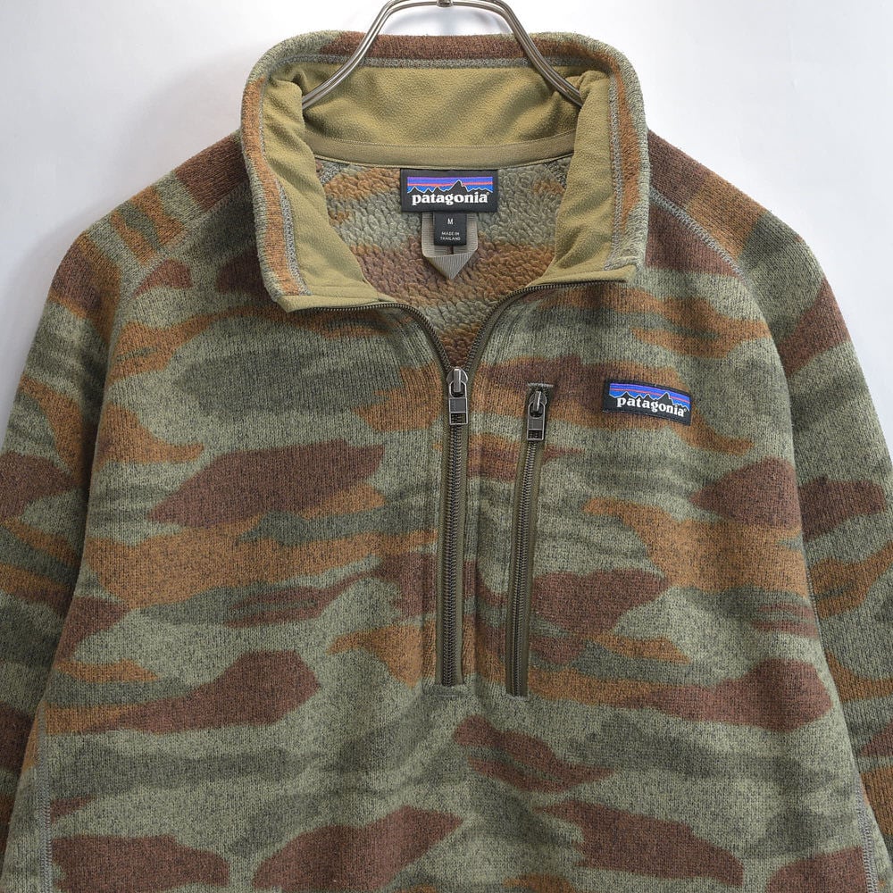 patagonia パタゴニア 25523FA19 迷彩柄 ベターセーター プルオーバー フリースジャケット カモフラージュ ハーフジップ スタンドネック 総柄 USA アメリカ古着 メンズMサイズ