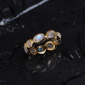 S925 RAINBOW MOON STONE ETERNITY RING