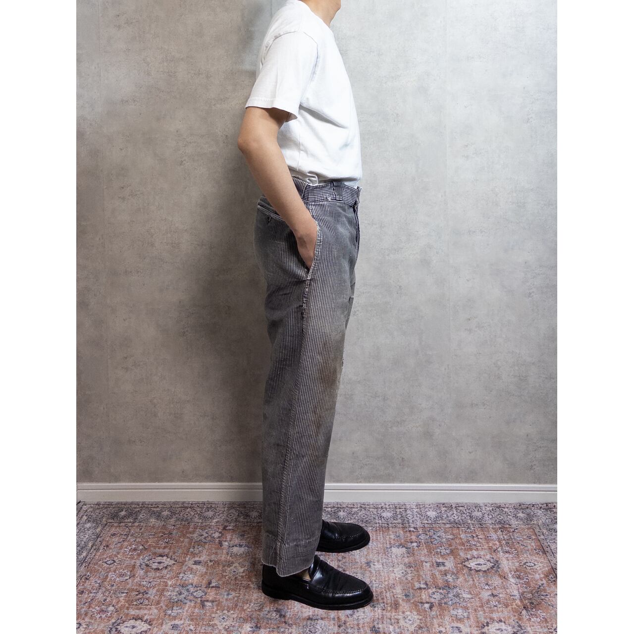パンツ 40s Moleskin Cotton Stripe Work Trousers 1930-40s 