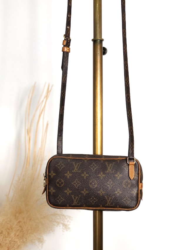 LOUIS VUITTON ルイヴィトン モノグラム ショルダーバッグ ブラウン PVC レザー vintage ヴィンテージ オールド u4jnak