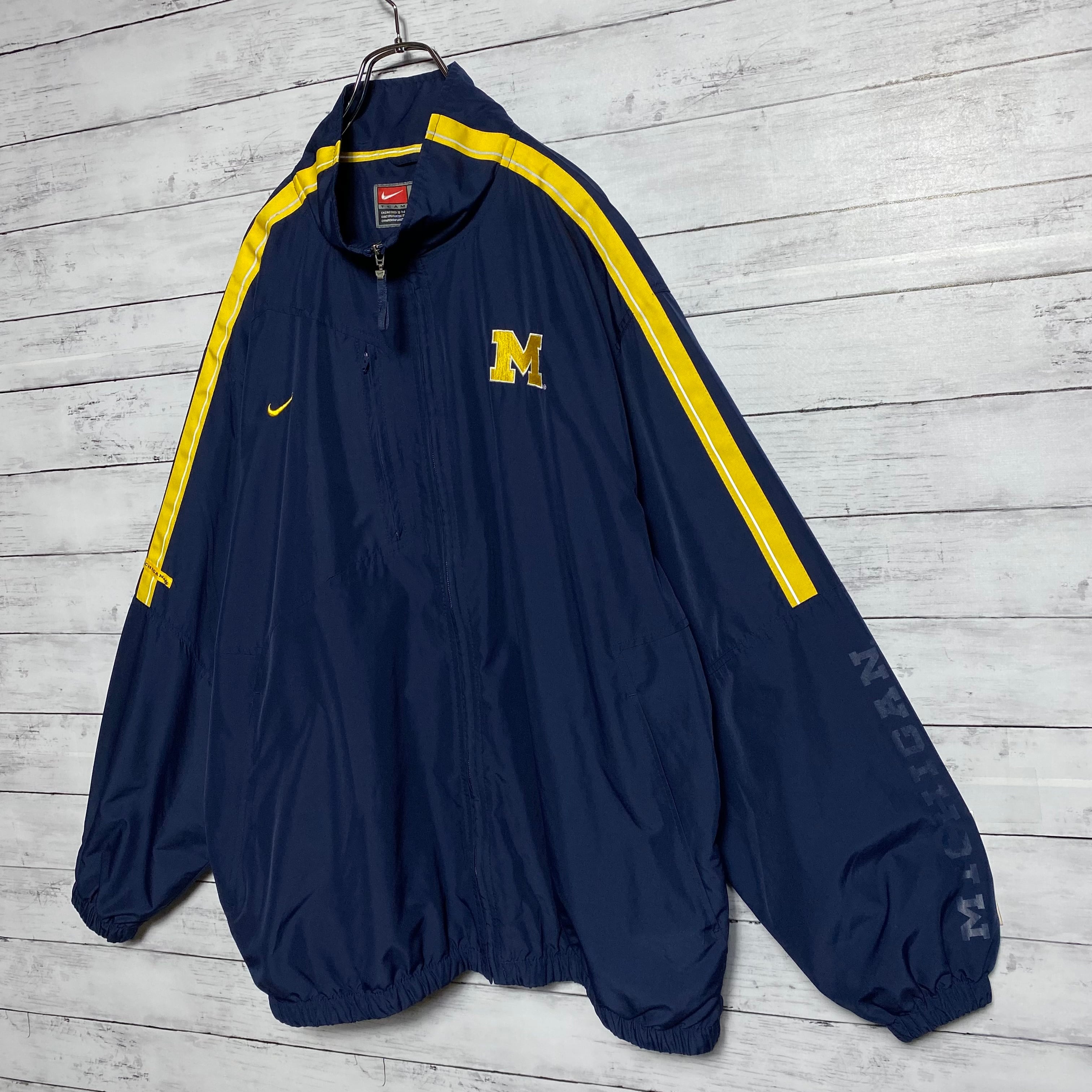 【XLサイズ】90s ナイキ×ミシガン大学　刺繍カレッジロゴ　ナイロンジャケット