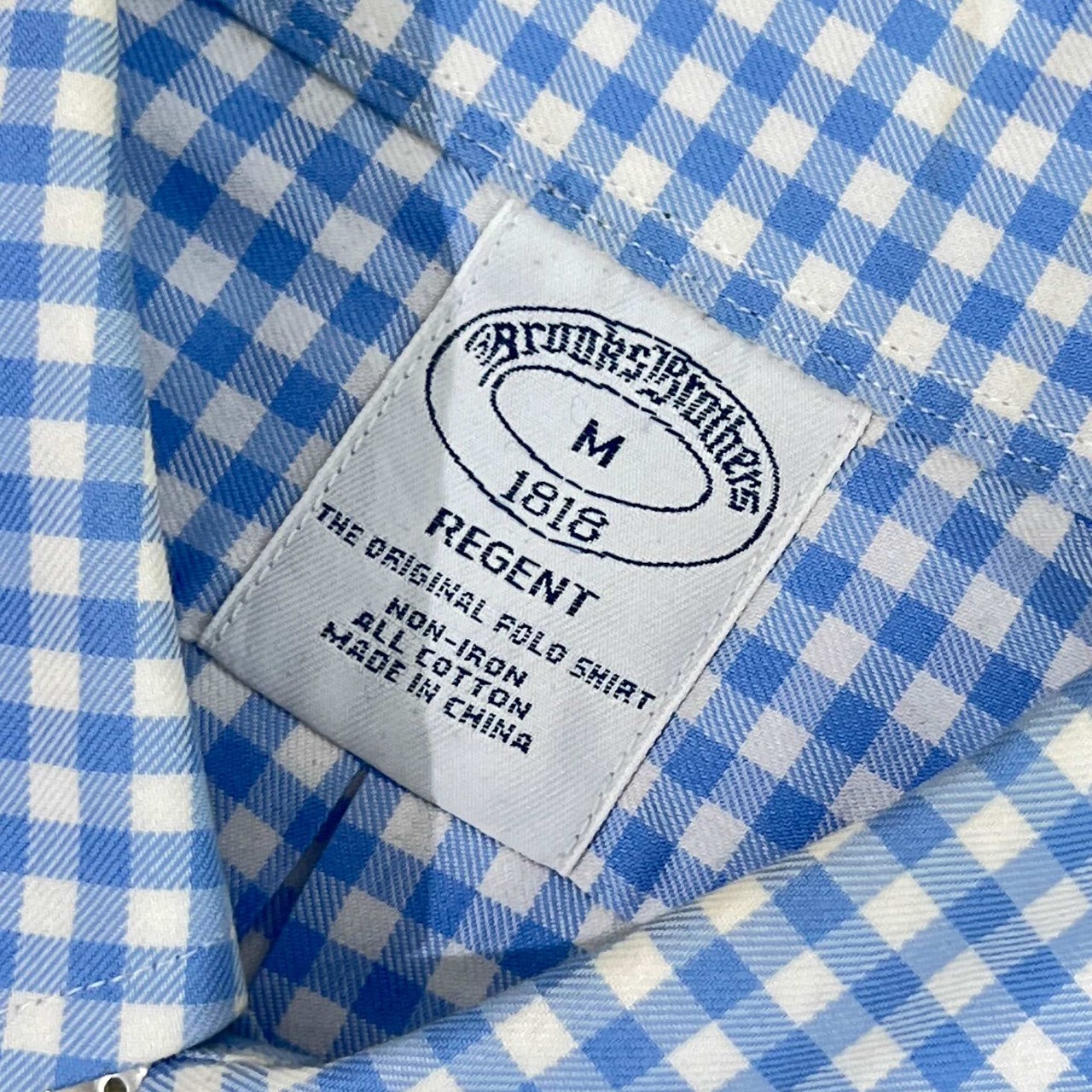 Brooks Brothers ブルックスブラザーズ REGENT ギンガムチェック NON-IRON BD ボタンダウン 長袖 シャツ M/ブルー メンズ