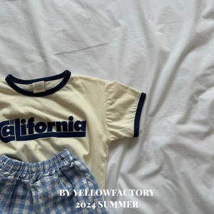 【 yellow factory】ギンガムナチュラルコットンショートパンツ 80〜120cm ブルー 240529