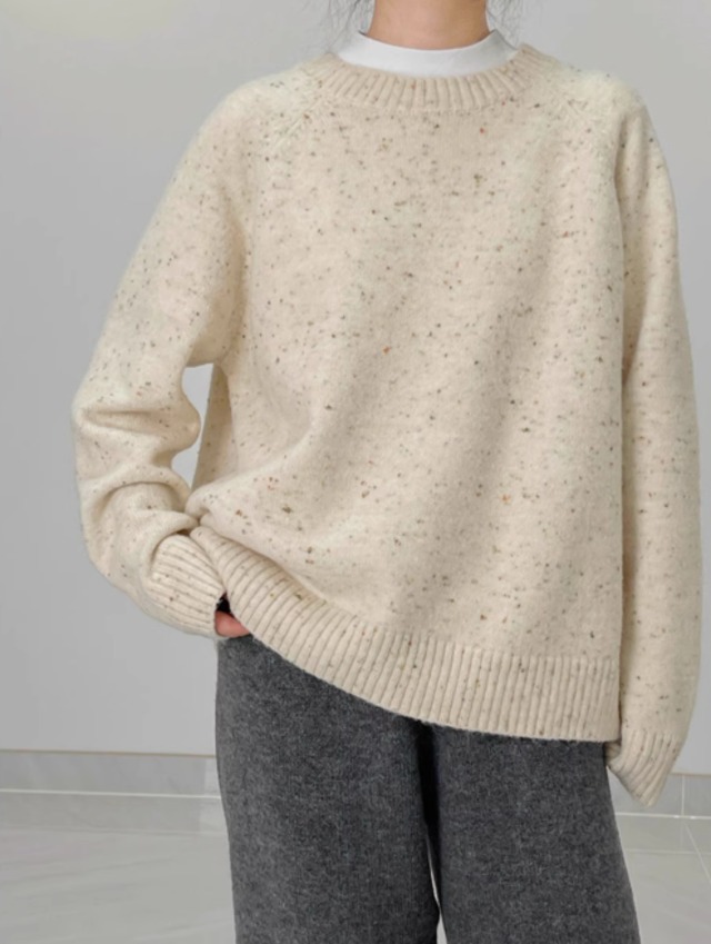 wool blend round neck sweater【2023111002】