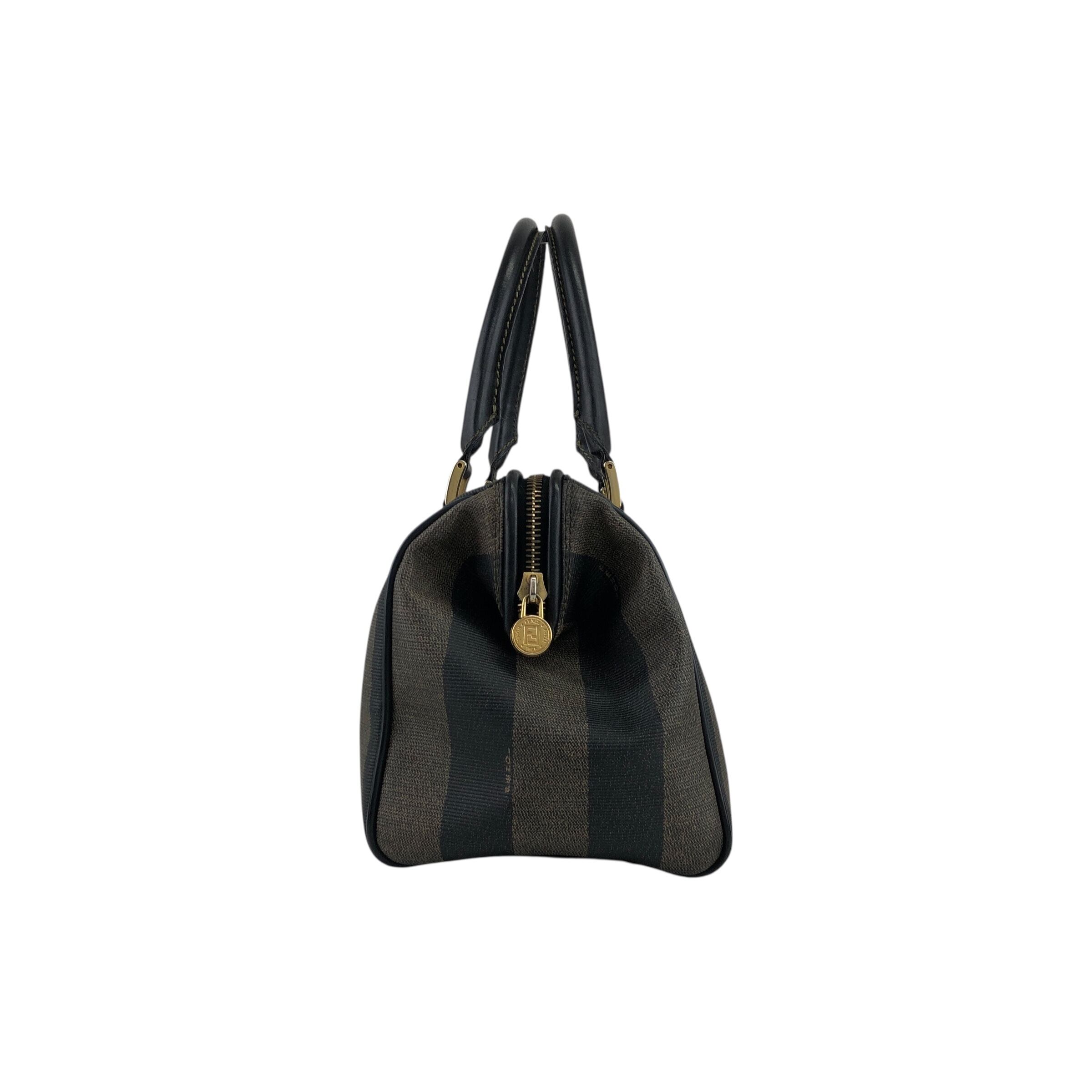 FENDI フェンディ ショルダーバッグ ブラック ロゴ ミニボストン PVC