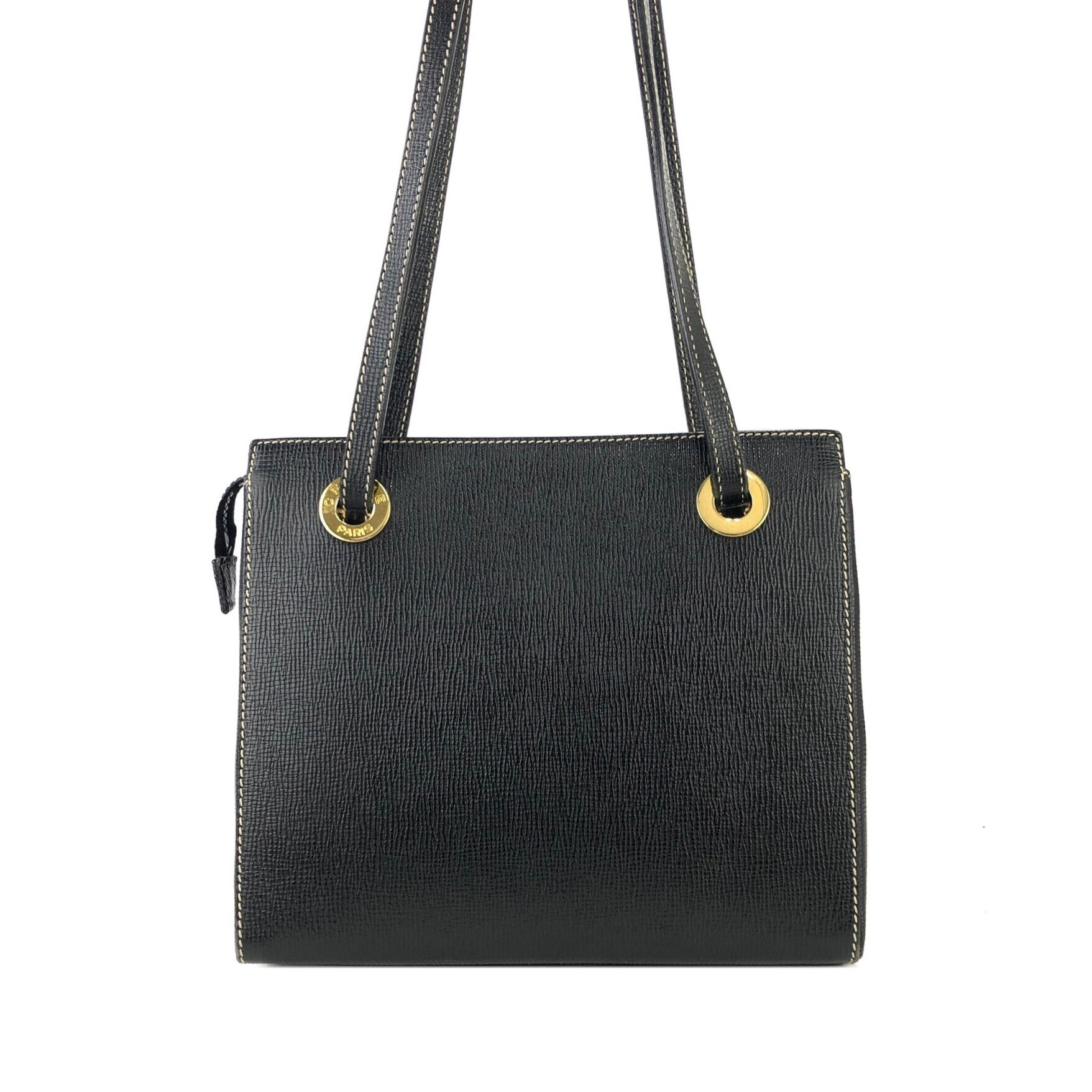 CELINE セリーヌ サークルロゴ エンボスレザー ステッチ ショルダー