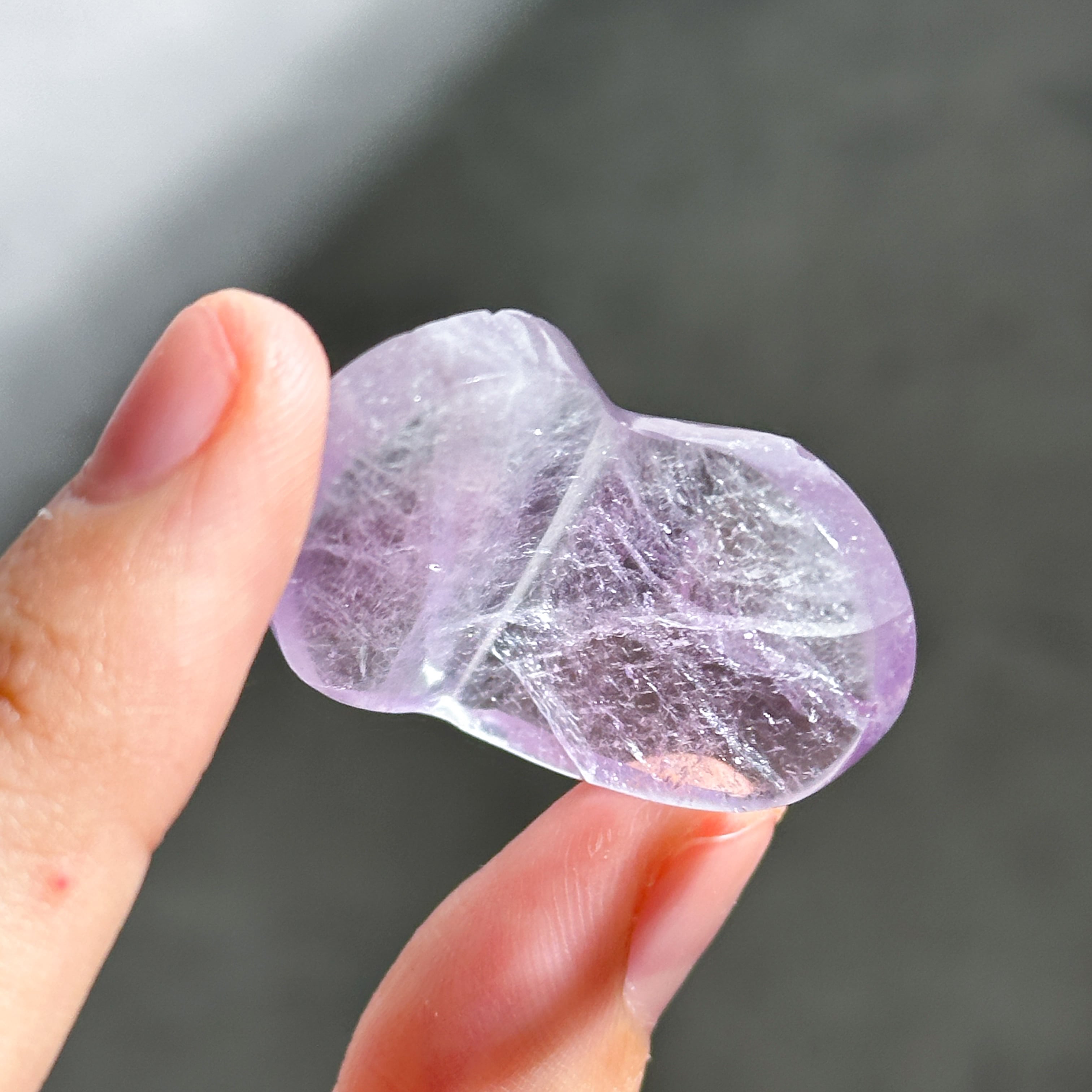 アメジスト 3Dハート 01♡Amethyst heart ♡天然石・鉱物