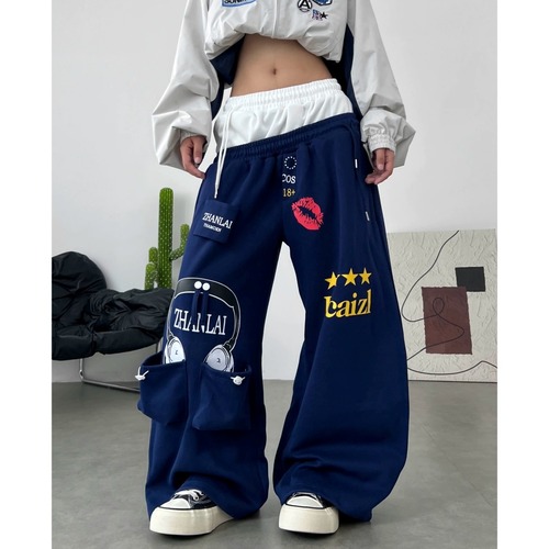 ポップグラフィックダブルウエストワイドラインパンツ 1col R02899
