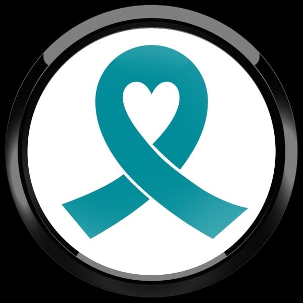 ゴーバッジ(ドーム)（CD0981- TEAL RIBBON WHITE (OVARIAN CANCER)） - 画像2