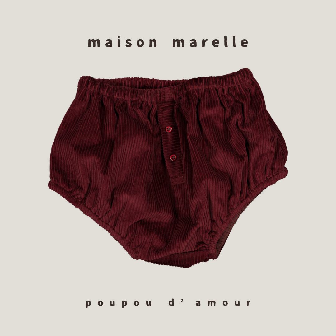 送料無料【予約】maison marelle|Bloomers CHAILLOT - velvet burgundy(11月上旬以降入荷予定)