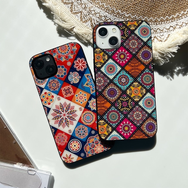 Mandala pattern glass iphone case