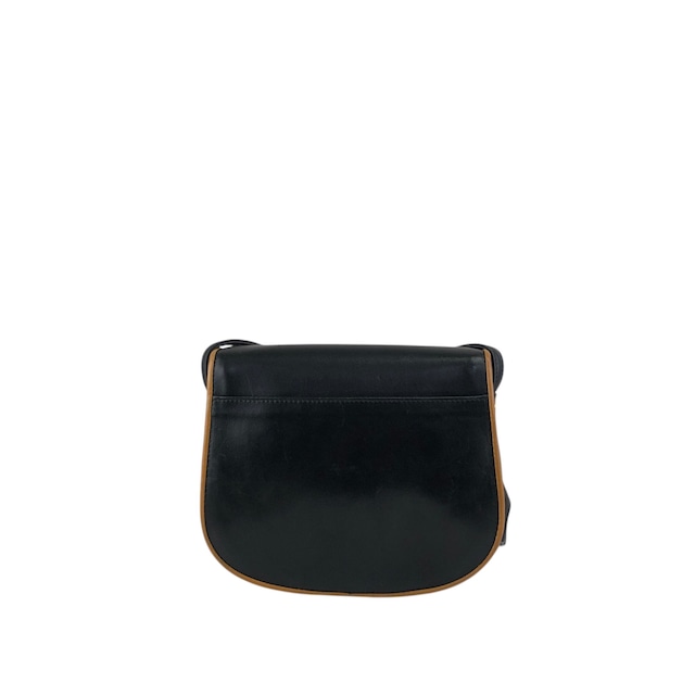 CELINE セリーヌ ショルダーバッグ ブラック×ブラウン ブラゾン型押し PVC レザー フラップ vintage ヴィンテージ オールド f8fsrs