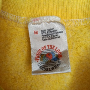 90s　アメリカ製　フルーツオブザルーム　スウェット　トレーナー　刺繍　イエロー　M