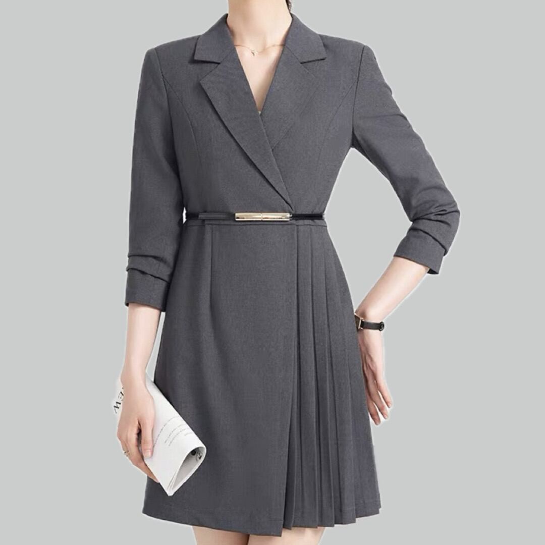 Tailored style wrapped pleats mini dress 00098