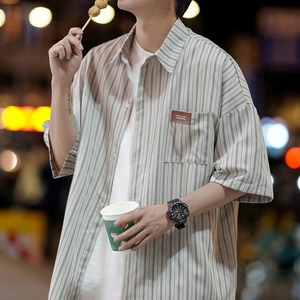 半袖ストライプシャツ　0070