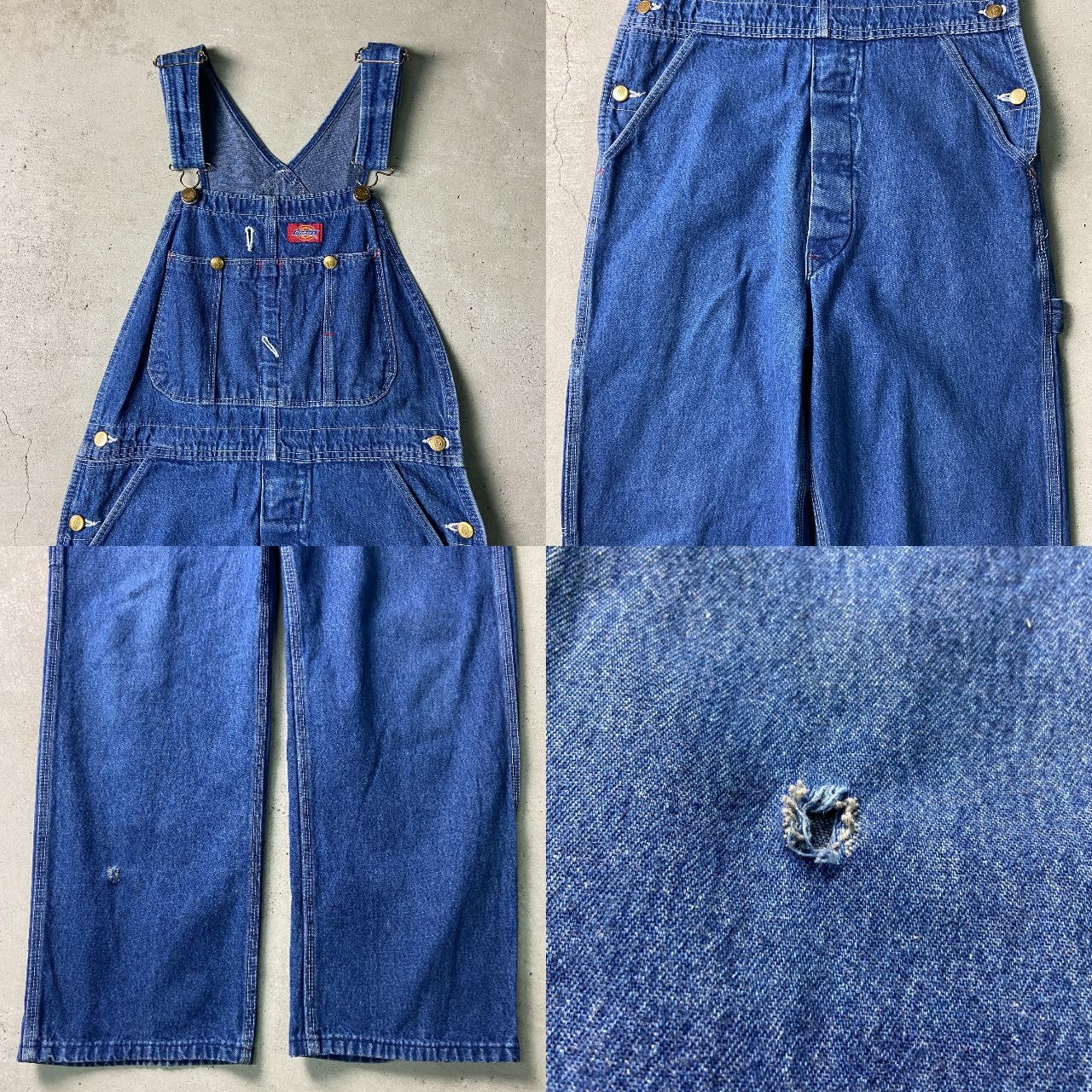 90年代 Dickies USA製 ディッキーズ デニム オーバーオール メンズW32 
