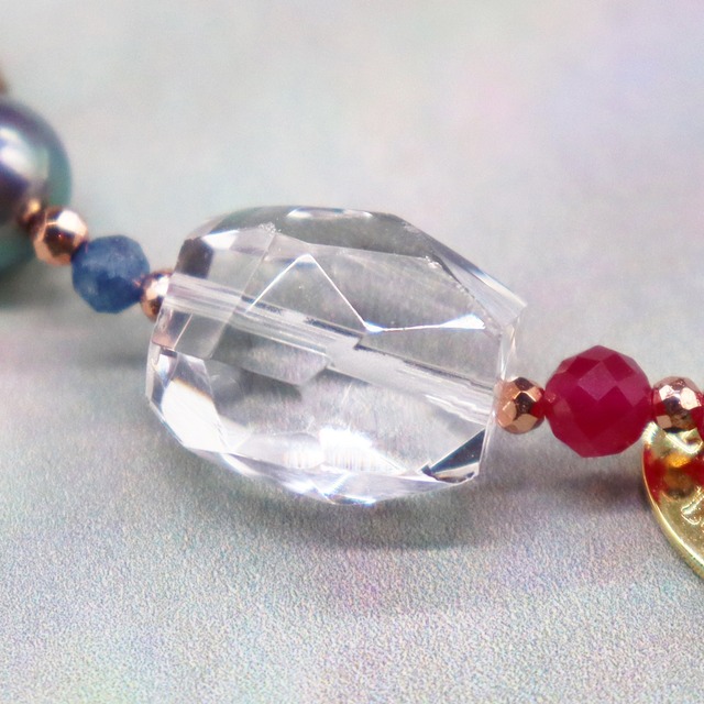 【ONLINE SHOP限定】【CLEAN UP】天地天珠×アコヤパール×水晶×人工ルビー ブレスレット