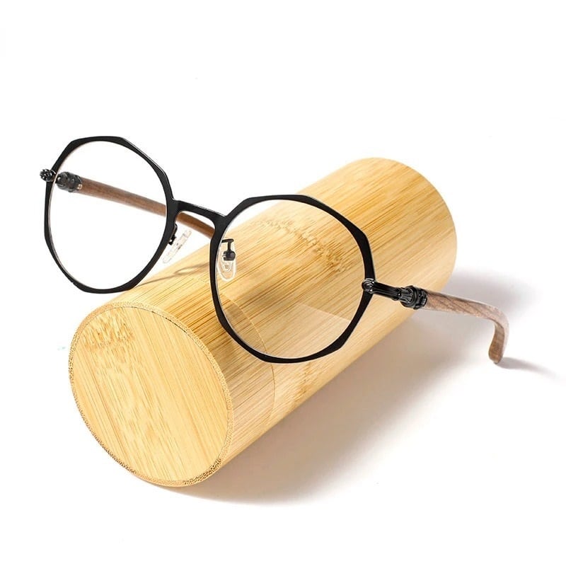 Wood Temple × Metal Frame Glasses -polygon round- / ウッド