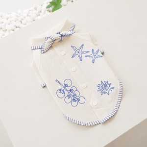 Vacation embroidery shirt  Ivory