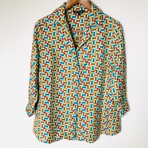 【Used】LoroPiana イタリア製 総柄 シルクシャツ