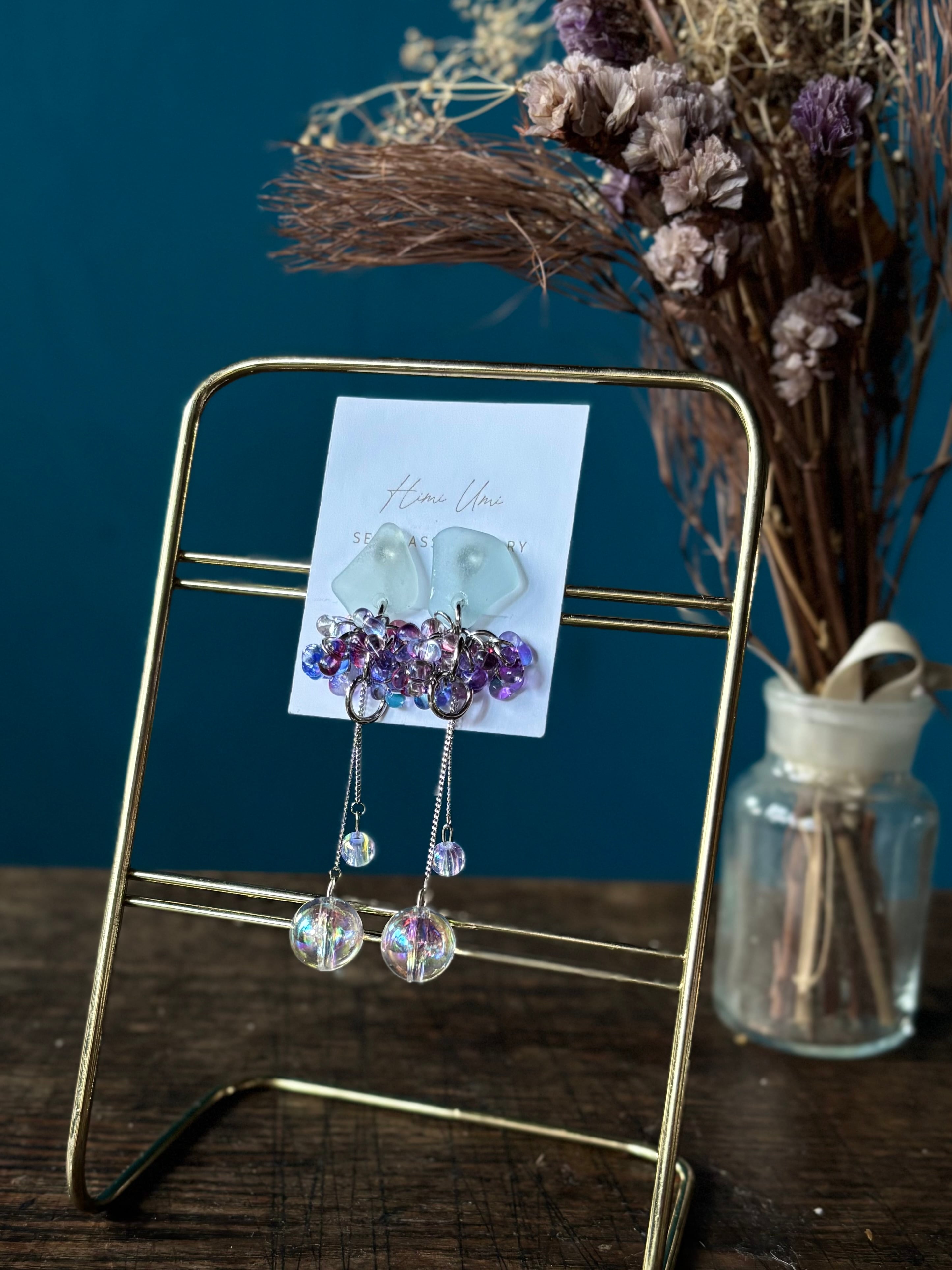 人魚の涙 氷見シーグラスイヤリングno6