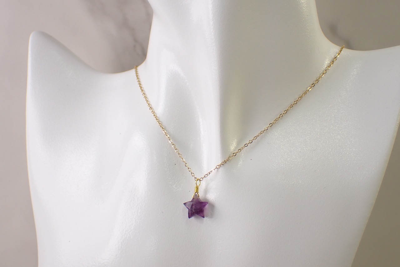 フローライトネックレス(スターカット)　3.62ct　[C9‐153]